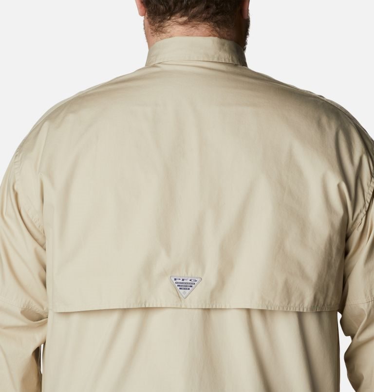 Men's Columbia PFG Bonehead Long Sleeve Shirts Khaki | Plus Size CA-E0C1L